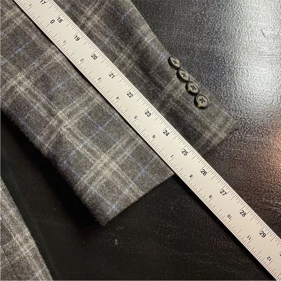 Faconnable Loro Piana Sport Coat 41R Wool Cashmere Silk Flannel Grey Plaid - Picture 14 of 16